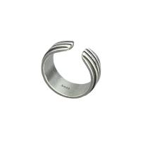 925 Sterling Silver Cuff Finger Ring, polished, Adjustable & for man, original color, 17.8mm 