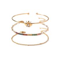 Zinc Alloy Rhinestone Bracelets, with Plastic Pearl & Brass, with 1.96inch extender chain, KC gold color plated, multilayer & for woman & with rhinestone Approx 5.9-6.3 Inch 