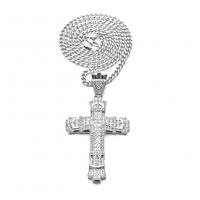 Rhinestone Zinc Alloy Necklace, with brass chain, Cross, plated, Unisex & with rhinestone Approx 27.5 Inch 