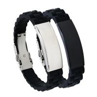 Silicone Jewelry Bracelets, with Titanium Steel & for man 13mm Approx 8.85 Inch 