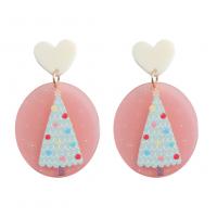 Christmas Earrings, Resin, with Zinc Alloy, fashion jewelry & Christmas jewelry & for woman, multi-colored 