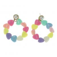 Resin Zinc Alloy Earring, with ABS Plastic Pearl & Resin, fashion jewelry & for woman, Random Color 
