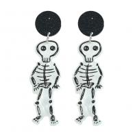 Resin Zinc Alloy Earring, with Zinc Alloy, Skull, fashion jewelry & Halloween Jewelry Gift & for woman 