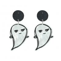 Resin Drop Earring, with Zinc Alloy, fashion jewelry & Halloween Jewelry Gift & for woman, two different colored 