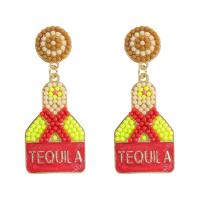 Enamel Zinc Alloy Drop Earring, with Seedbead, gold color plated, fashion jewelry & for woman 