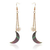Freshwater Shell Earring, Iron, with Shell & Crystal, fashion jewelry & for woman, golden, 90mm 