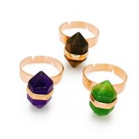 Gemstone Brass Finger Ring, Conical, gold color plated, Adjustable & fashion jewelry 20mm 