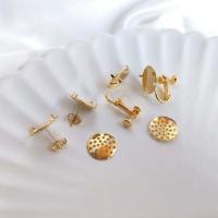 Brass Clip On Earring Finding, 18K gold plated, DIY golden, 14mm 