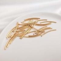 Brass Curved Tube Beads, real gold plated & DIY, golden 