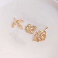 Brass Leaf Pendants, real gold plated, DIY golden 