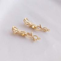 Brass Clasp Findings, Bowknot, real gold plated, DIY, golden, 32mm 