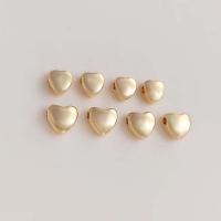 perla de cobre, metal, Corazón, chapado en oro real, Bricolaje & diverso tamaño para la opción, dorado, 10PCs/Bolsa, Vendido por Bolsa