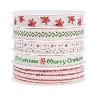 Weihnachten Bänder, Baumwolle, 5 Stück & Weihnachts-Design, gemischte Farben, 500x10mm, 5Spulen/Menge, verkauft von Menge