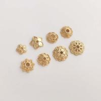 Brass Bead Cap, Flower, real gold plated & DIY golden 