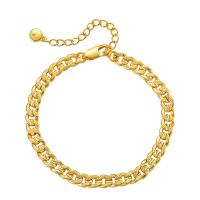 Brass Bracelets, with 2.36inch extender chain, 18K gold plated, fashion jewelry & for woman, golden Approx 6.69 Inch 