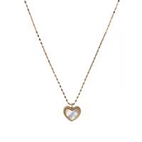 Stainless Steel Jewelry Necklace, 304 Stainless Steel, with White Shell, with 2.56inch extender chain, Heart, 18K gold plated, fashion jewelry & for woman, golden Approx 15.95 Inch 