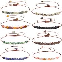 Gemstone Bracelets, Natural Stone, with Nylon Cord, Round, fashion jewelry & Unisex & adjustable Approx 16-24 cm 