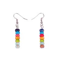 Impression Jasper Drop Earring, with Zinc Alloy, Flat Round, fashion jewelry & for woman, multi-colored 53mm 