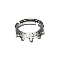 Sterling Silver Finger Ring, 925 Sterling Silver, Crown, polished, Adjustable & for woman, original color 