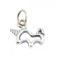 Sterling Silver Animal Pendants, 925 Sterling Silver, Unicorn, anoint, hollow, original color 