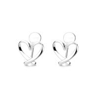 925 Sterling Silver Earring Clip, Heart, plated, for woman & hollow 