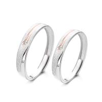 Couple Finger Rings, 925 Sterling Silver, silver color plated, Adjustable, silver color 