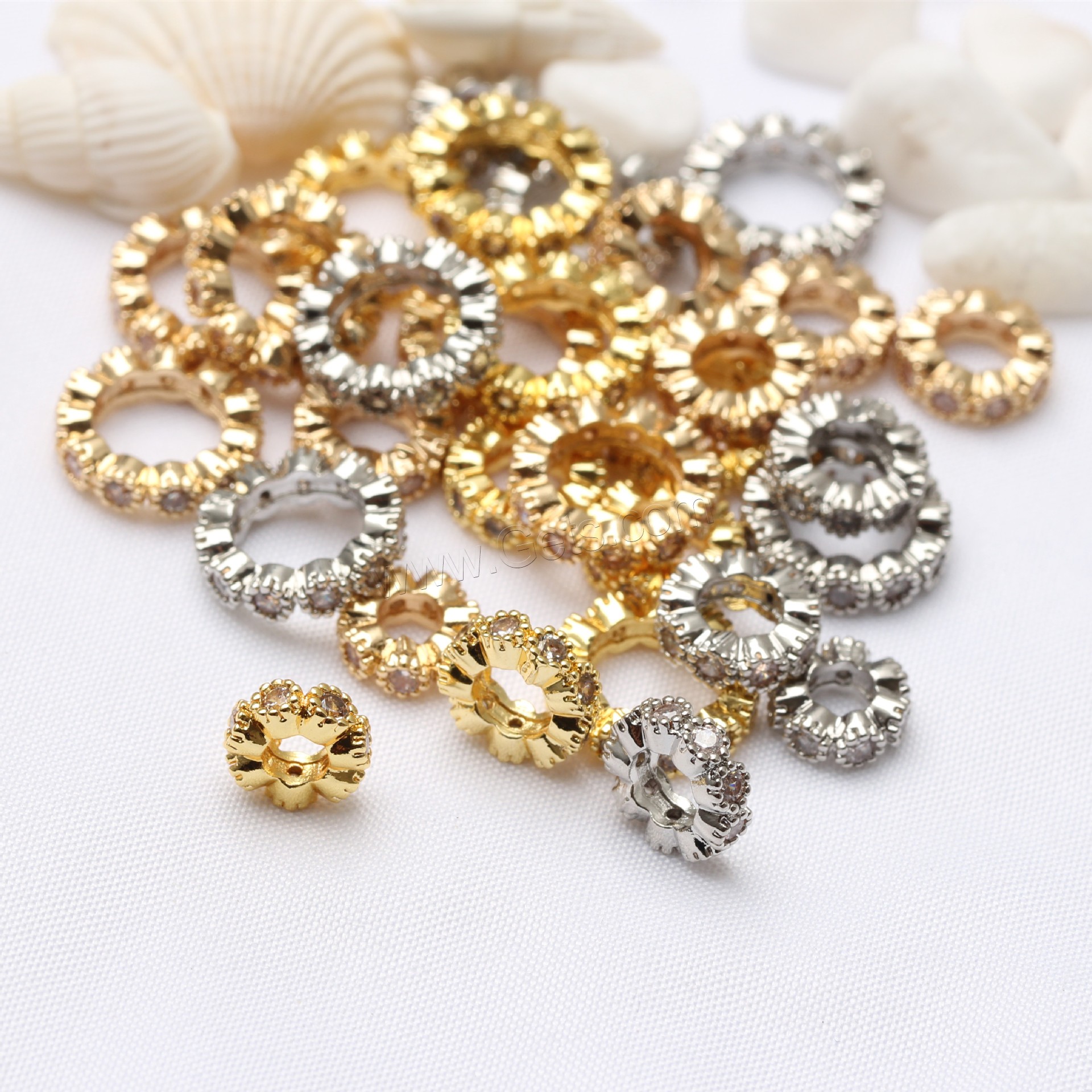 Large Hole Brass Beads, plated, DIY & different size for choice & micro pave cubic zirconia, more colors for choice, Sold By PC