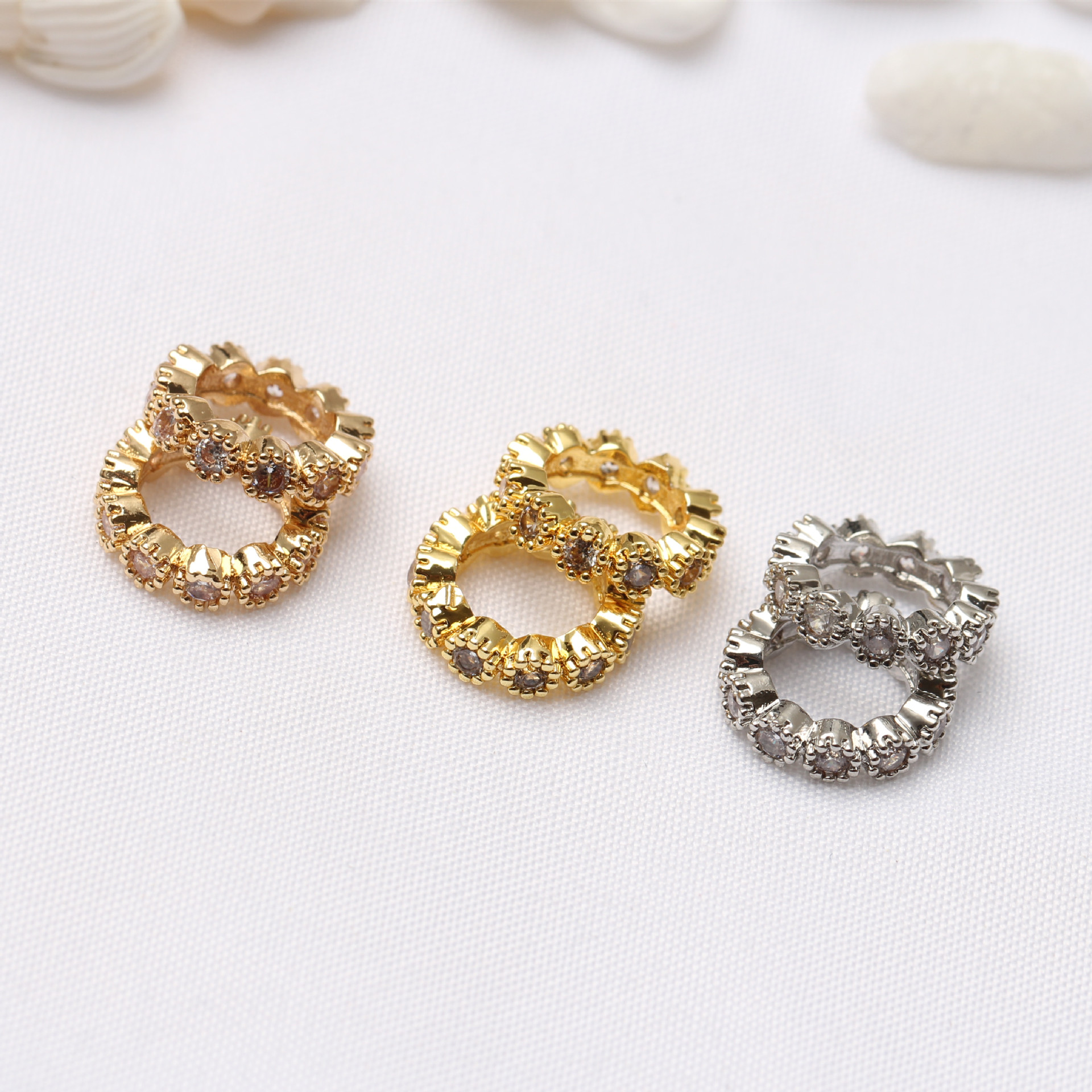 Large Hole Brass Beads, plated, DIY & different size for choice & micro pave cubic zirconia, more colors for choice, Sold By PC