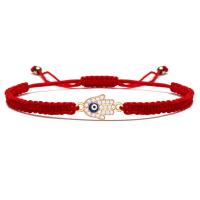 Evil Eye Jewelry Bracelet, Zinc Alloy, with Polyester Cord, Evil Eye Hamsa, Adjustable & braided bracelet & micro pave cubic zirconia & for woman & enamel Approx 14-28 cm 