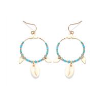 Glass Seed Beads Earring, Glass Beads, with Seedbead & Zinc Alloy, gold color plated, Bohemian style & for woman 32mm 