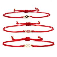Enamel Brass Bracelets, with Polyester Cord, Eye, micro pave cubic zirconia & for woman Approx 14-28 cm 