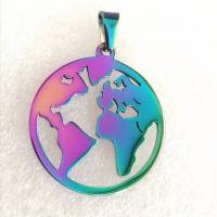 Titanium Steel Pendants, Map, Vacuum Ion Plating, brushed & for woman & hollow 