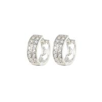 Brass Huggie Hoop Earring, platinum color plated, micro pave cubic zirconia & for woman 