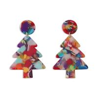 Boucles d'oreilles de Noël, alliage de zinc, avec résine, arbre de noël, Conception de Noël & bijoux de mode & pour femme, multicolore Vendu par paire