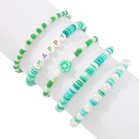 Zinc Alloy Christmas Bracelet, Polymer Clay, with Resin & Plastic Pearl, handmade, 5 pieces & fashion jewelry & for woman Approx 5.51-6.69 Inch 