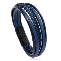 PU Leather Cord Bracelets, with cowhide cord & Zinc Alloy, fashion jewelry & Unisex 
