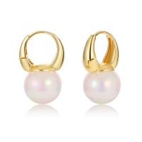 Huggie Hoop Drop Earring, Zinc Alloy, with Plastic Pearl, fashion jewelry & for woman 
