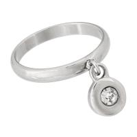Нержавеющая сталь Rhinestone палец кольцо, Нержавеющая сталь 304, С кулоном & ювелирные изделия моды & Женский & со стразами, оригинальный цвет 3mm, размер:7.5, продается PC