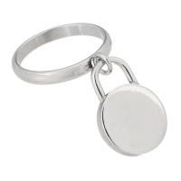 Stainless Steel Finger Ring, 304 Stainless Steel, With Pendant & fashion jewelry & for woman, original color 3mm, US Ring .5 