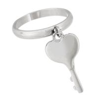 Stainless Steel Finger Ring, 304 Stainless Steel, Key, With Pendant & fashion jewelry & for woman, original color 3mm, US Ring .5 