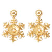 Glass Seed Beads Earring, with Sequins, Snowflake, Christmas Design & fashion jewelry & for woman 