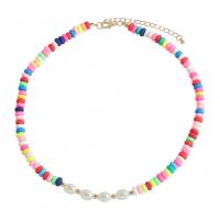 Plastic Pearl Necklace, Zinc Alloy, with ABS Plastic Pearl, gold color plated, fashion jewelry & for woman, multi-colored, 8mm cm 