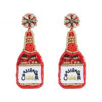 Glass Seed Beads Earring, Zinc Alloy, with Seedbead & Cloth, fashion jewelry & for woman & with rhinestone 