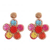 Glass Seed Beads Earring, Zinc Alloy, with Seedbead & Cloth, Flower, fashion jewelry & for woman 