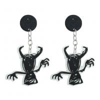 Resin Drop Earring, Zinc Alloy, with Resin, fashion jewelry & Halloween Jewelry Gift & for woman, white and black 