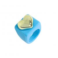 Anillo de dedo de resina, Corazón, Joyería & para mujer, más colores para la opción, 18x22mm, Vendido por UD