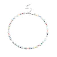 Plastic Pearl Necklace, Zinc Alloy, with ABS Plastic Pearl, fashion jewelry & for woman, multi-colored cm 