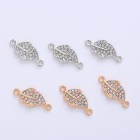 Cubic Zirconia Micro Pave Brass Connector, Leaf, plated, DIY & micro pave cubic zirconia & 1/1 loop Approx 