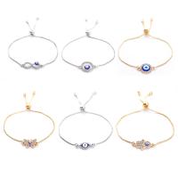 Evil Eye Jewelry Bracelet, Brass, plated, Adjustable & Unisex & micro pave cubic zirconia & enamel Approx 18 cm 
