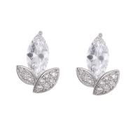 Cubic Zirconia Micro Pave Brass Earring, with Cubic Zirconia, plated, for woman 
